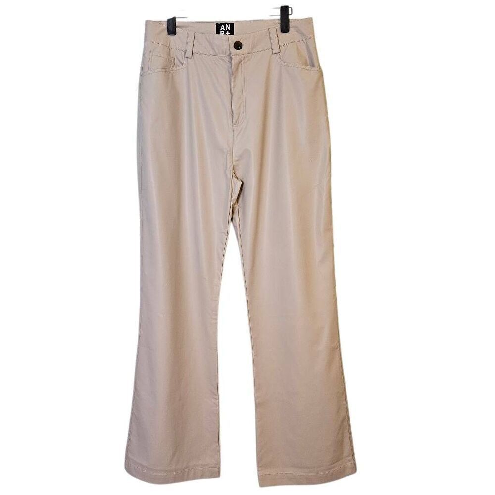AN R+ Alp N Rock womens faux leather pants, cream bootcut. Size L. # 821